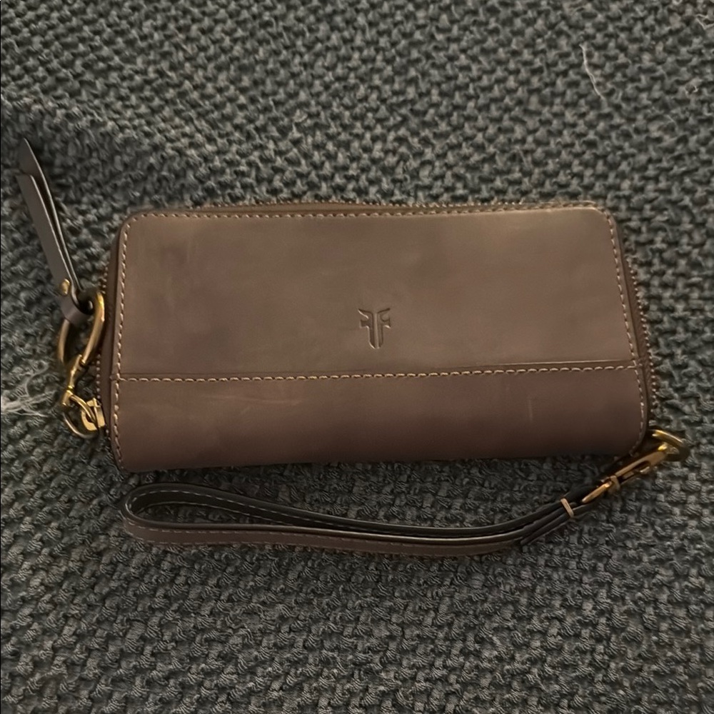 Frye Brown Leather Key Card Holder with Wrist Strap